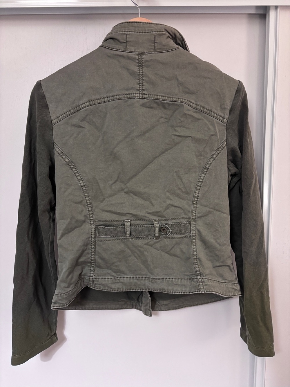 Y2K Anthropologie Marrakech Military Field Jacket Size Medium Moto Utility Green - Picture 5 of 11